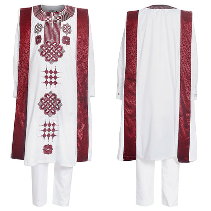 Dashiki Ensemble 3 Pièces pour Homme - Boubou, Pantalon & Veste Traditionnelle Africaine | Livraison Gratuite & Rapide - FelizShop