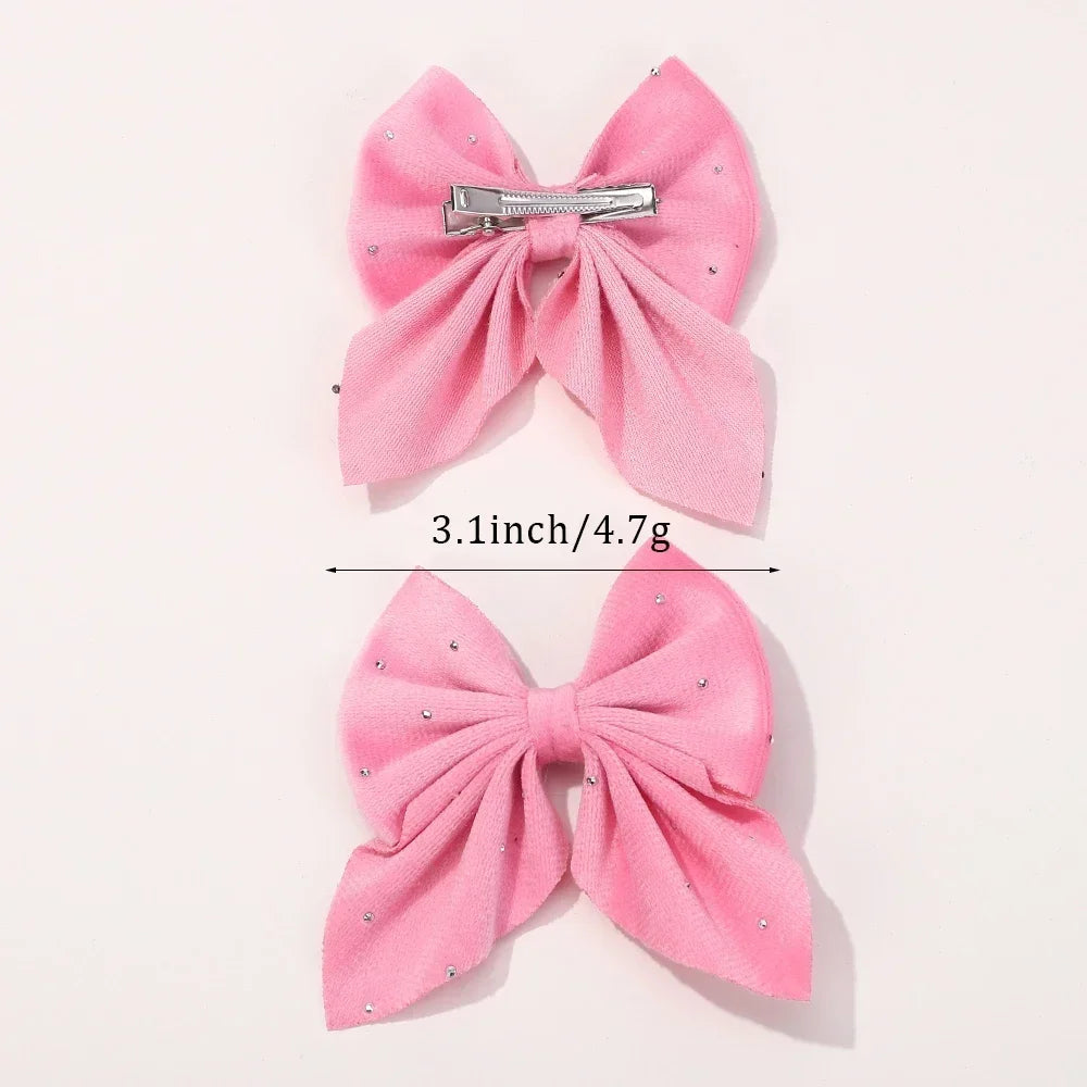 Barrettes Nœud Rouge Velours pour Fille – Lot de 2 Accessoires Cheveux à Pois Étoilés FelizShop