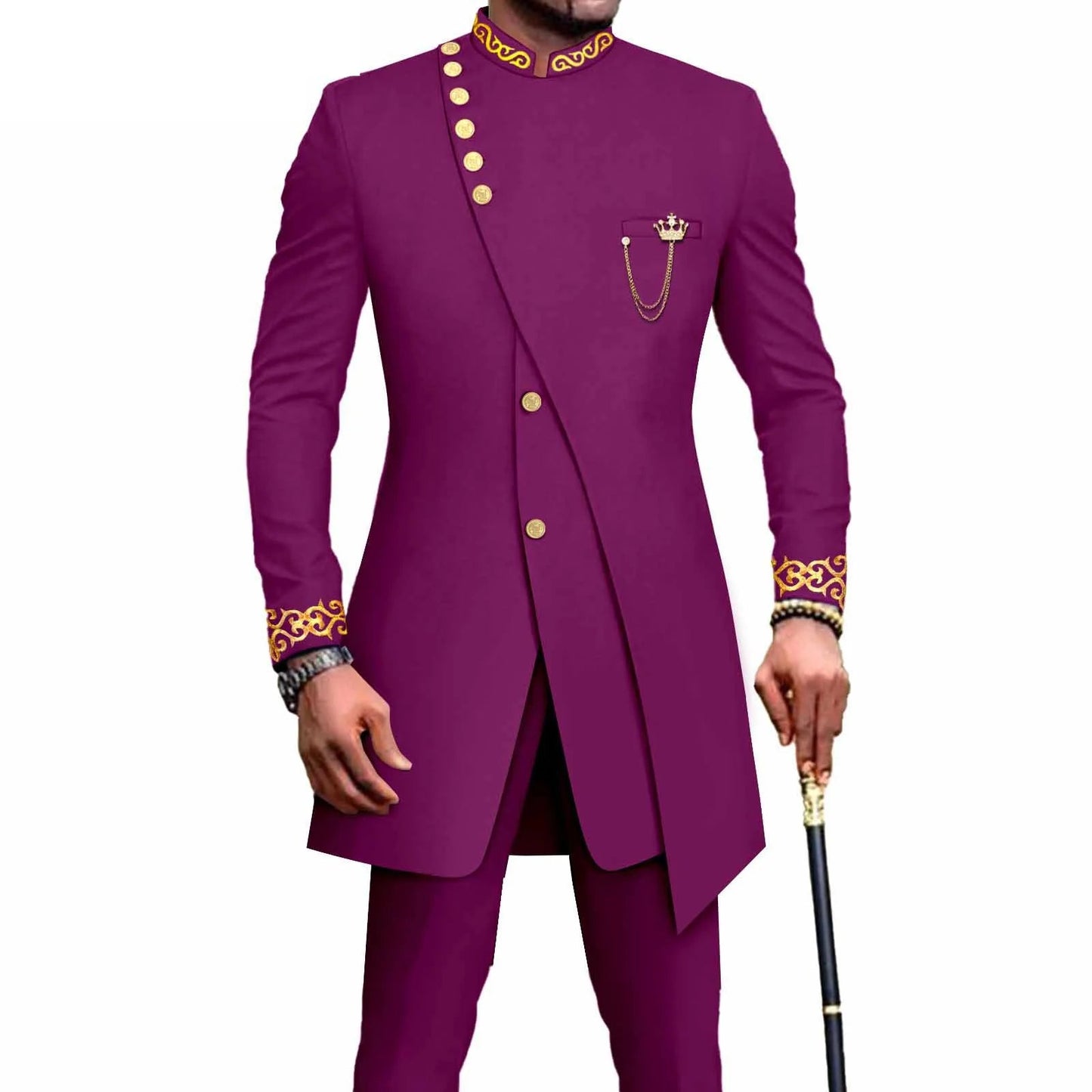 Costume Africain Homme – Blazer Brodé & Pantalon Slim FelizShop