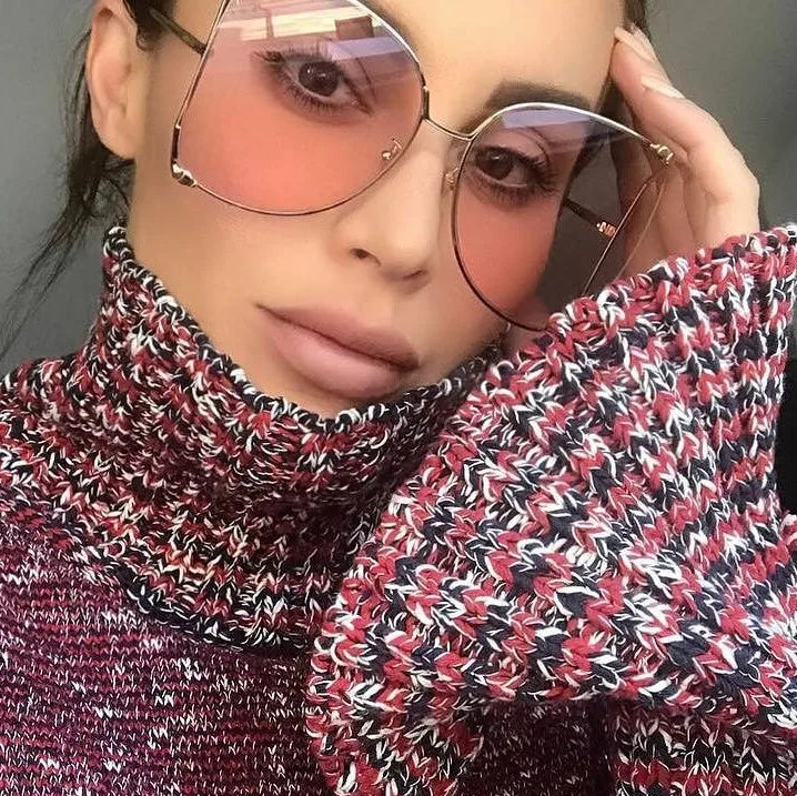 45476 Metal Square Gradient Sunglasses Men Women Pearl Decoration Brand Glasses Designer Fashion Male Female Shades 🚚 Livraison rapide en 8 à 12 jours ouvrés depuis la France FelizShop