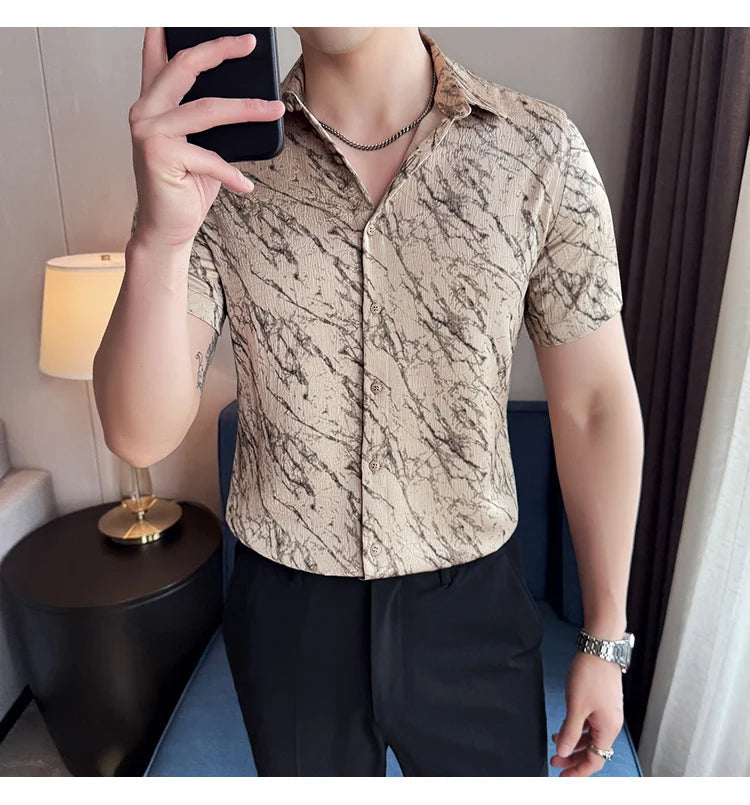 Chemise Slim Fit Homme Été – Jacquard Texturé & Design Élégant | Jusqu’au 4XL 🚚Livraison rapide gratuite et sécurisée FelizShop