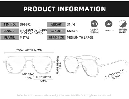 Lunettes de Soleil Photochromiques de Luxe – Polarisées & Anti-Éblouissement – Unisexe UV400🚚 Livraison rapide en 8 à 12 jours ouvrés depuis la France FelizShop