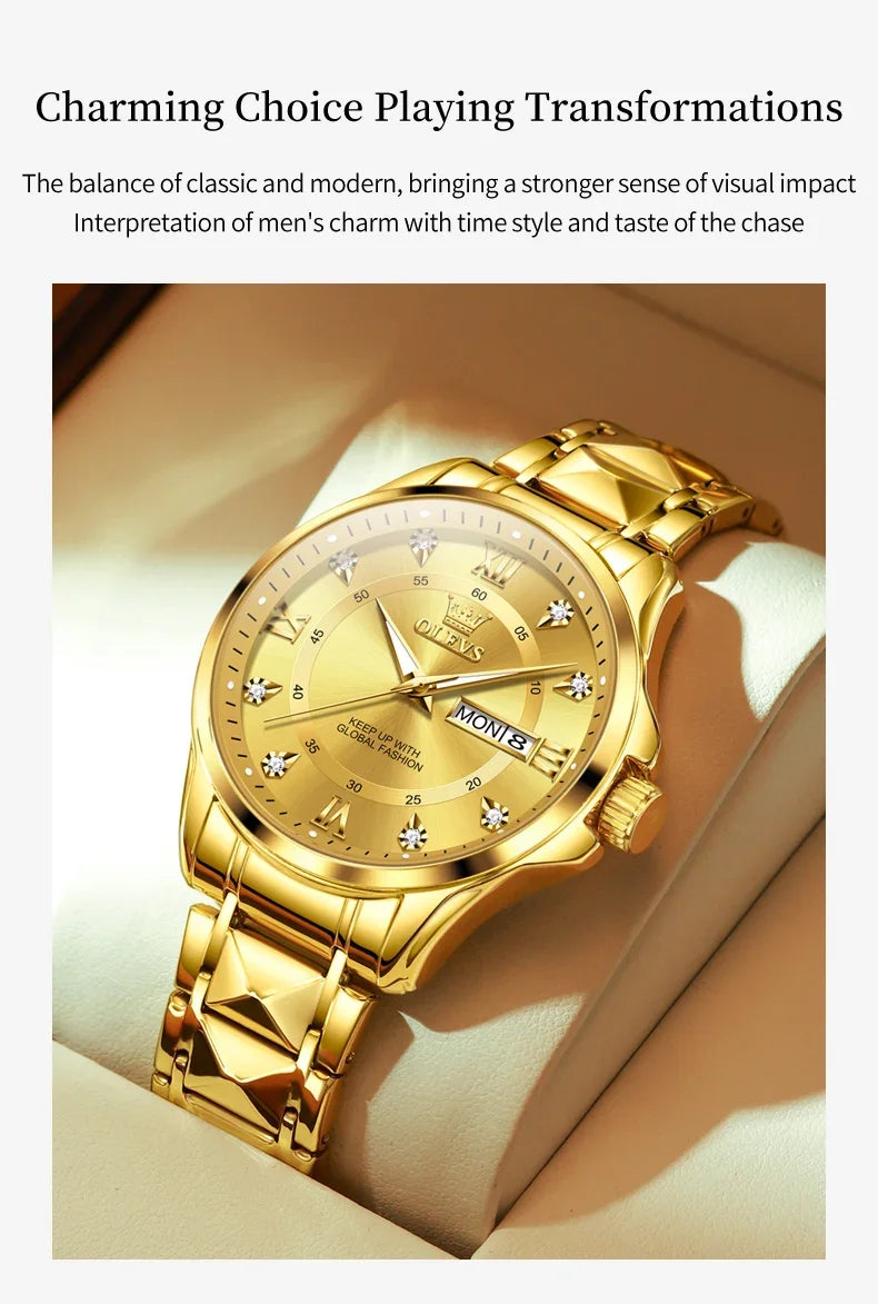 Montres Couple OLEVS 2906 – Montre Homme & Femme Quartz Luxe Étanche Acier FelizShop