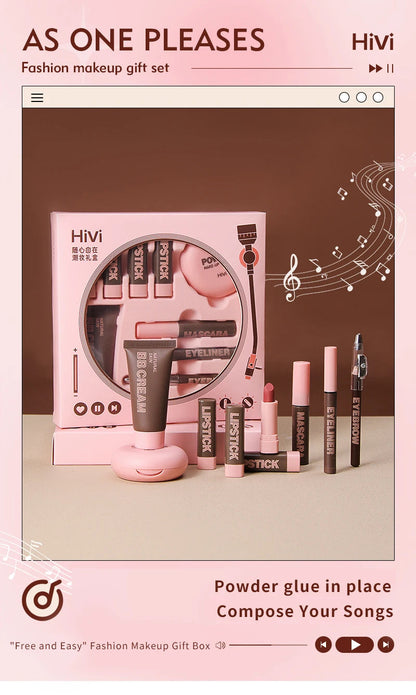 Coffret Maquillage HiVi Édition Limitée – Cadeau de Saint-Valentin pour Femme | Rouge à Lèvres, Poudre, Fixateur & Plus🚚 Livraison rapide FelizShop