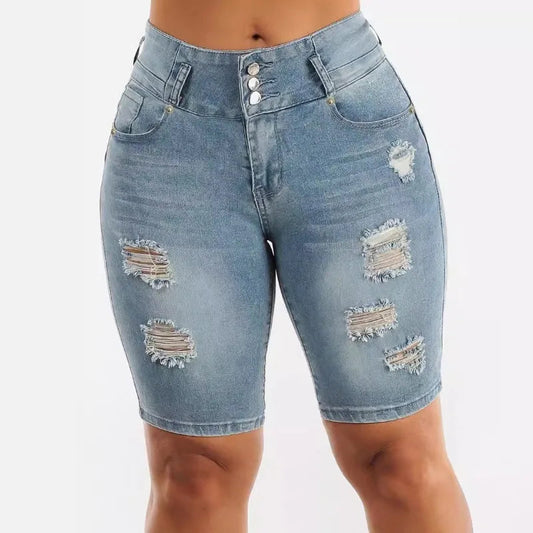 Short en Jean Femme – Taille Haute, Effet Push-Up, Tissu Élastique, Coupe Slim Déchirée, Look Mode & Féminin🚚 Livraison rapide en 8 à 12 jours ouvrés depuis la France FelizShop