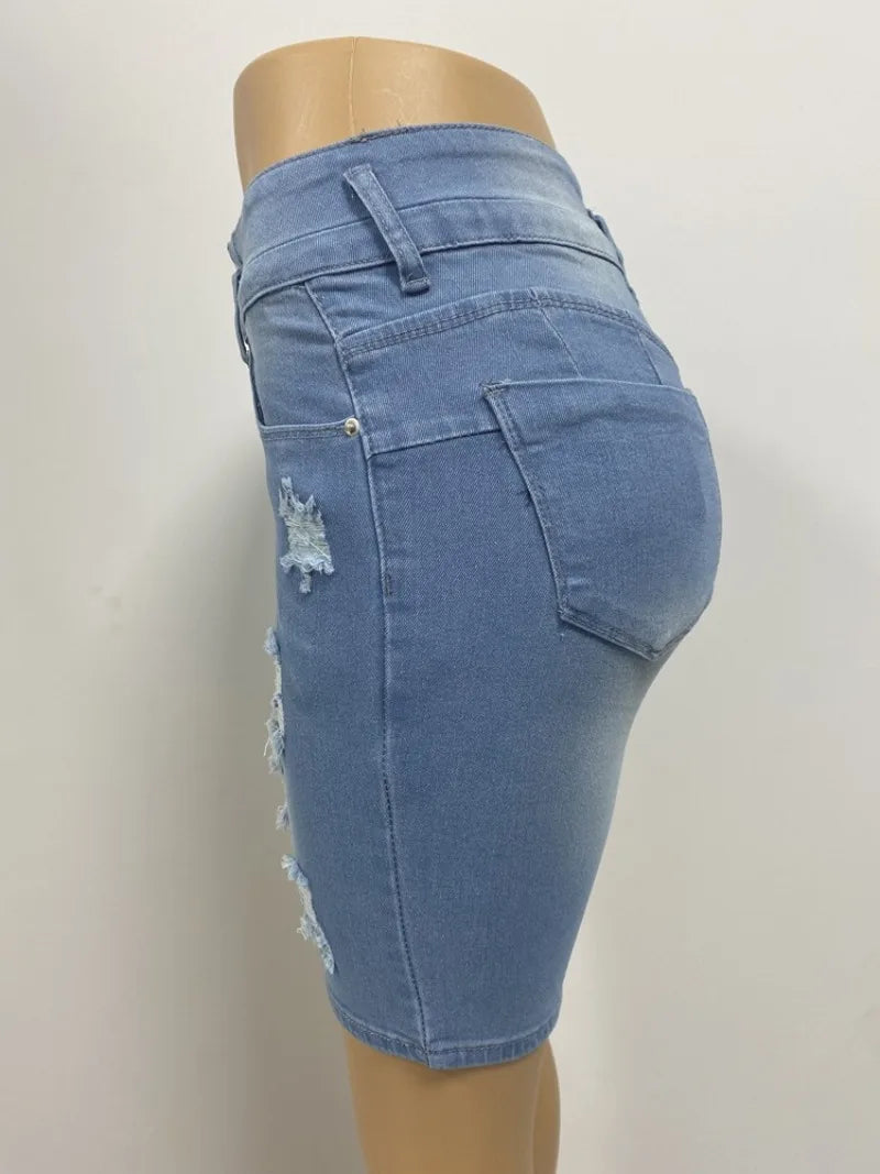 Short en Jean Femme – Taille Haute, Effet Push-Up, Tissu Élastique, Coupe Slim Déchirée, Look Mode & Féminin🚚 Livraison rapide en 8 à 12 jours ouvrés depuis la France FelizShop