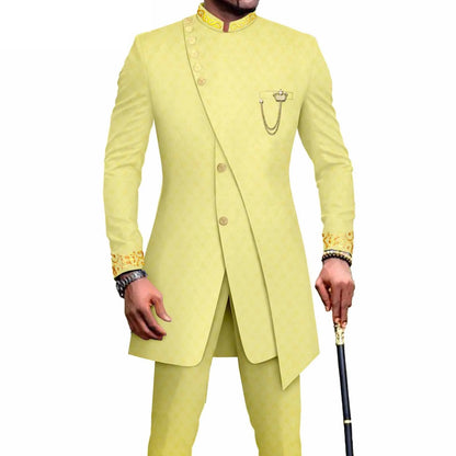 Costume Africain Homme – Blazer Brodé & Pantalon Slim FelizShop