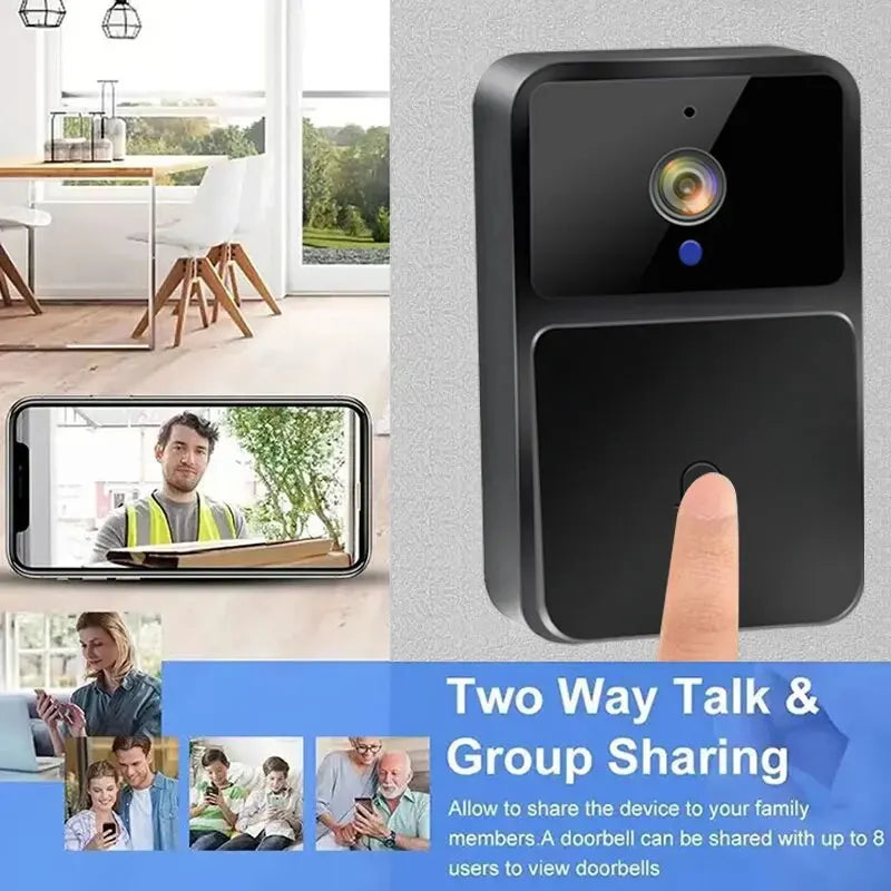 Caméra de Sonnette Vidéo WiFi – Vision Nocturne HD, Sans Fil, Batterie Intégrée, Interphone Bidirectionnel avec Modulation de Voix, Sécurité Intelligente pour la Maison 🚚 Livraison rapide en 8 à 12 jours ouvrés FelizShop