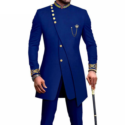 Costume Africain Homme – Blazer Brodé & Pantalon Slim FelizShop