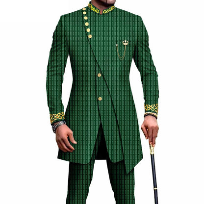 Costume Africain Homme – Blazer Brodé & Pantalon Slim FelizShop