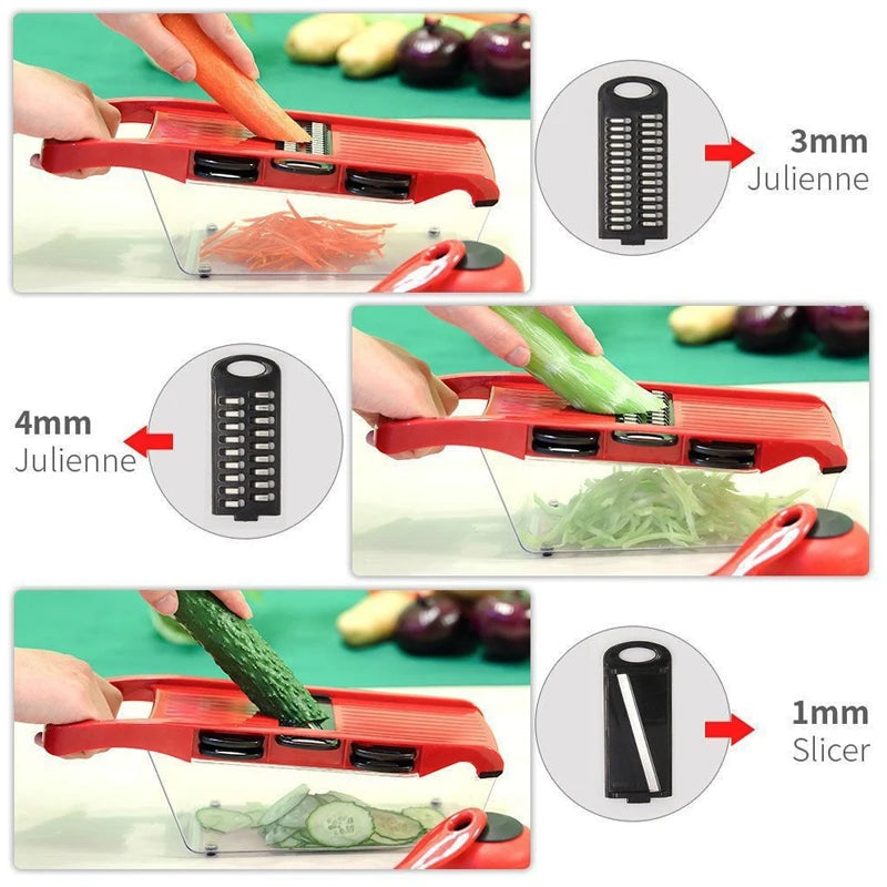 Coupe-Légumes Multifonction – Mandoline Manuelle 7-en-1 | Râpe, Éminceur & Trancheuse pour Fruits et Légumes🚚 Livraison rapide en 8 à 12 jours ouvrés depuis la France FelizShop