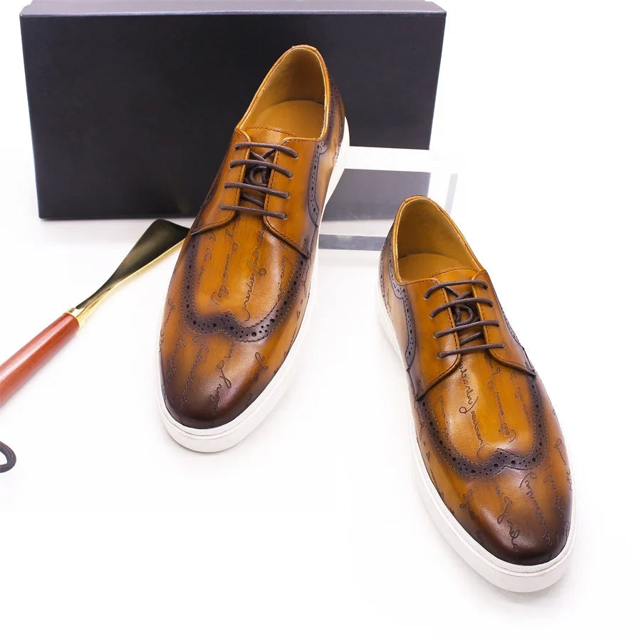 Chaussures en cuir casual haut de gamme pour homme — Style britannique classique, faites main — Chaussures plates confortables pour rendez-vous, soirées et fêtes🚚 Livraison rapide en 8 à 12 jours ouvrés depuis la F FelizShop