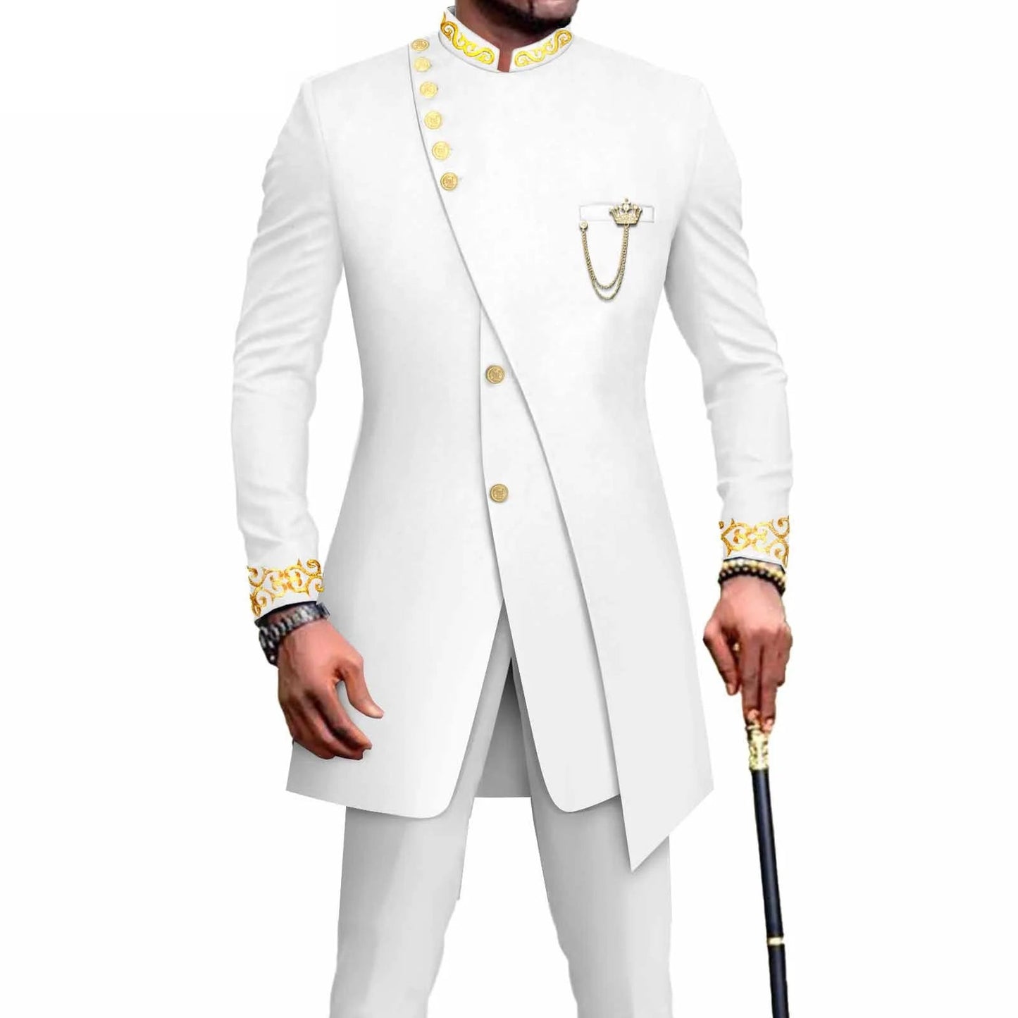 Costume Africain Homme – Blazer Brodé & Pantalon Slim FelizShop