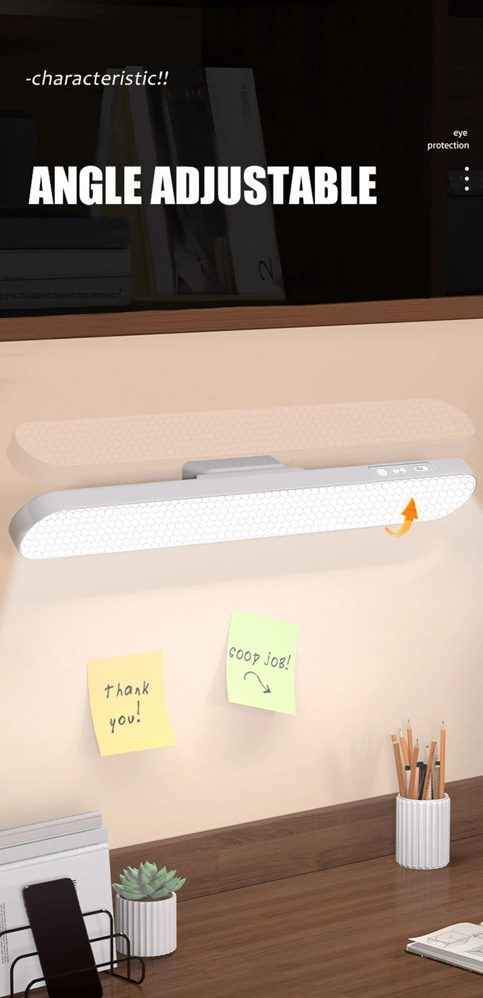LED Table Lamp Magnetic Hanging USB Rechargeable Desk Lamp 3 Color Reading Light Dimmable Cabinet Closet Wardrobe Night Light 🚚 Livraison rapide en 8 à 12 jours ouvrés depuis la France FelizShop