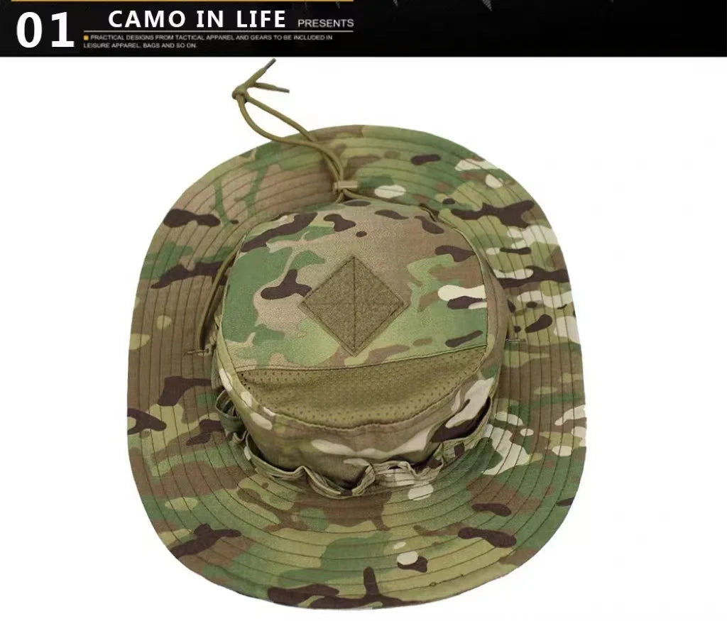 Nouvelle casquette 2025 camouflage tactique – Casquette de type Bonnie à poche carrée – Chapeau bob multicam pour la pêche, la randonnée et les activités de plein air – Protection solaire🚚 Livraison rapide FelizShop