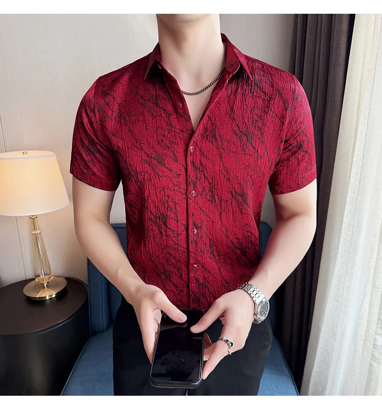 Chemise Slim Fit Homme Été – Jacquard Texturé & Design Élégant | Jusqu’au 4XL 🚚Livraison rapide gratuite et sécurisée FelizShop