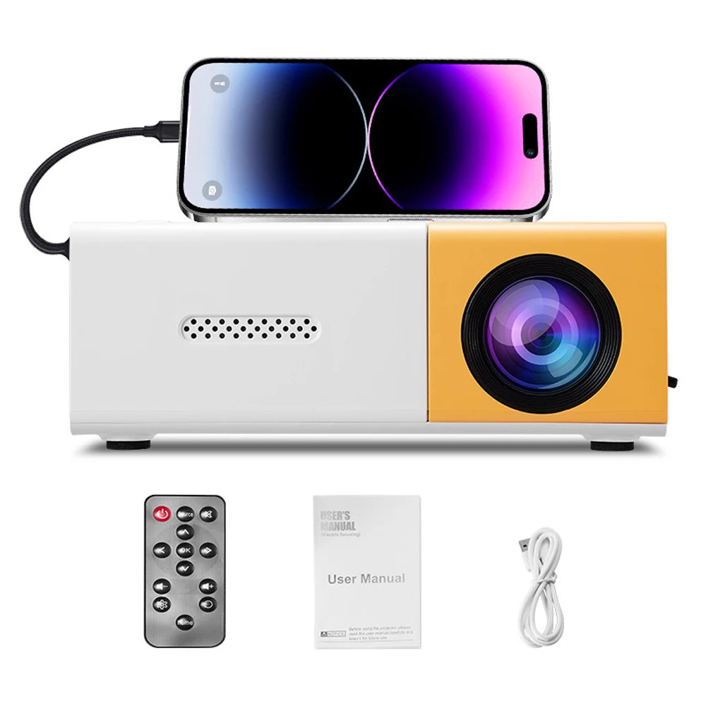 Mini Projecteur Portable avec Support Full HD 1080P – Télécommande Incluse, Alimentation USB, Compatible Smartphones et Appareils USB🚚 Livraison rapide en 8 à 12 jours ouvrés depuis la France FelizShop