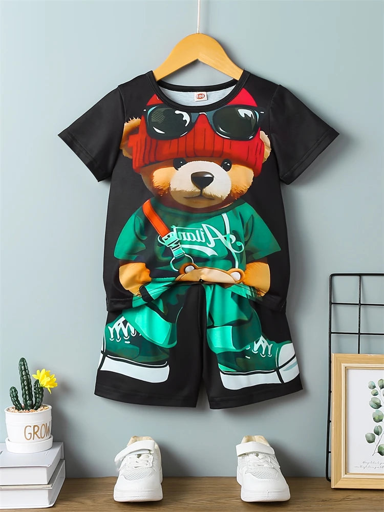 Ensemble Été 2025 Homme – T-Shirt + Short Imprimé Ours – Style Streetwear & Respirant🚚 Livraison rapide en 8 à 12 jours ouvrés depuis la France FelizShop