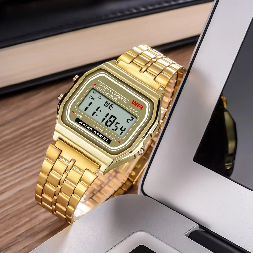 Montre Digitale LED 2025 – Sport & Waterproof – Unisexe, Style Moderne & Finition Dorée🚚 Livraison rapide en 8 à 12 jours ouvrés depuis la France FelizShop