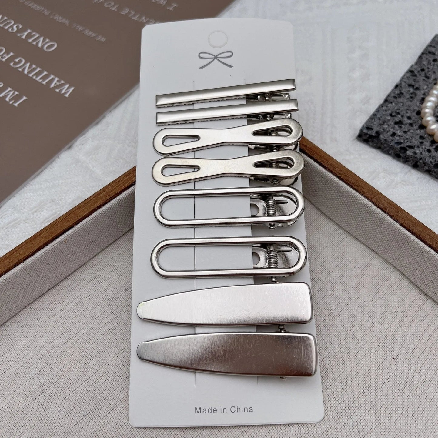 Lot de 8 Barrettes Cheveux Métal Argentées – Style Coréen & Géométrique FelizShop
