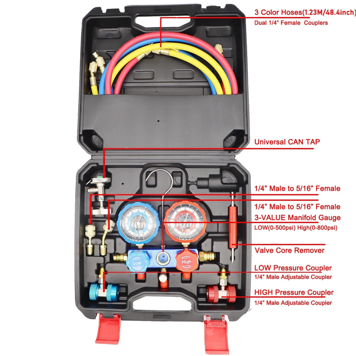 Manifold 3 Voies Climatisation – Kit Diagnostic & Recharge FelizShop