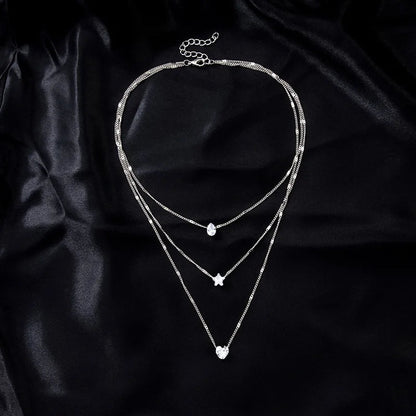 Collier pendentif tendance pour femme – Choker à chaînes multiples avec zircon brillant, bijou mode pour soirée, cadeau élégant.🚚 Livraison rapide en 8 à 12 jours ouvrés depuis la France FelizShop