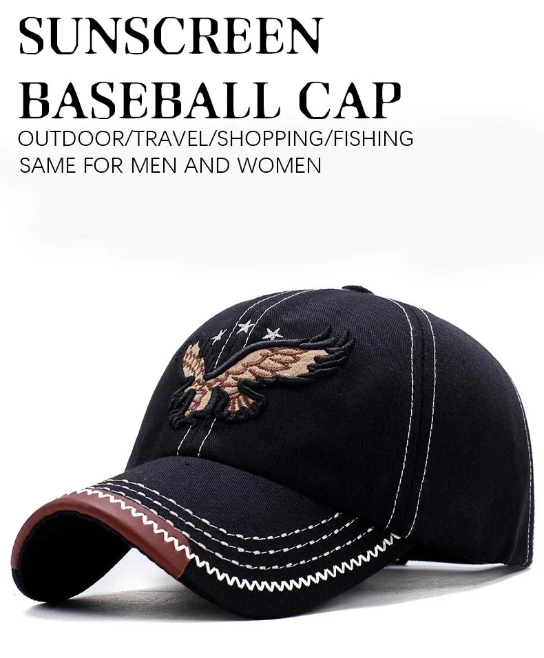 Casquette baseball homme & femme quatre saisons — Broderie aigle — Style coréen tendance — Casquette couple décontractée anti-UV🚚 Livraison rapide FelizShop