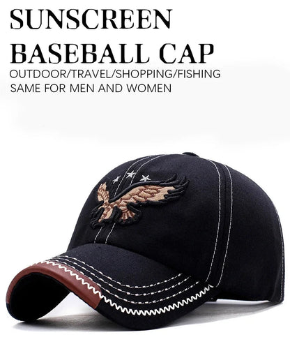 Casquette baseball homme & femme quatre saisons — Broderie aigle — Style coréen tendance — Casquette couple décontractée anti-UV🚚 Livraison rapide FelizShop