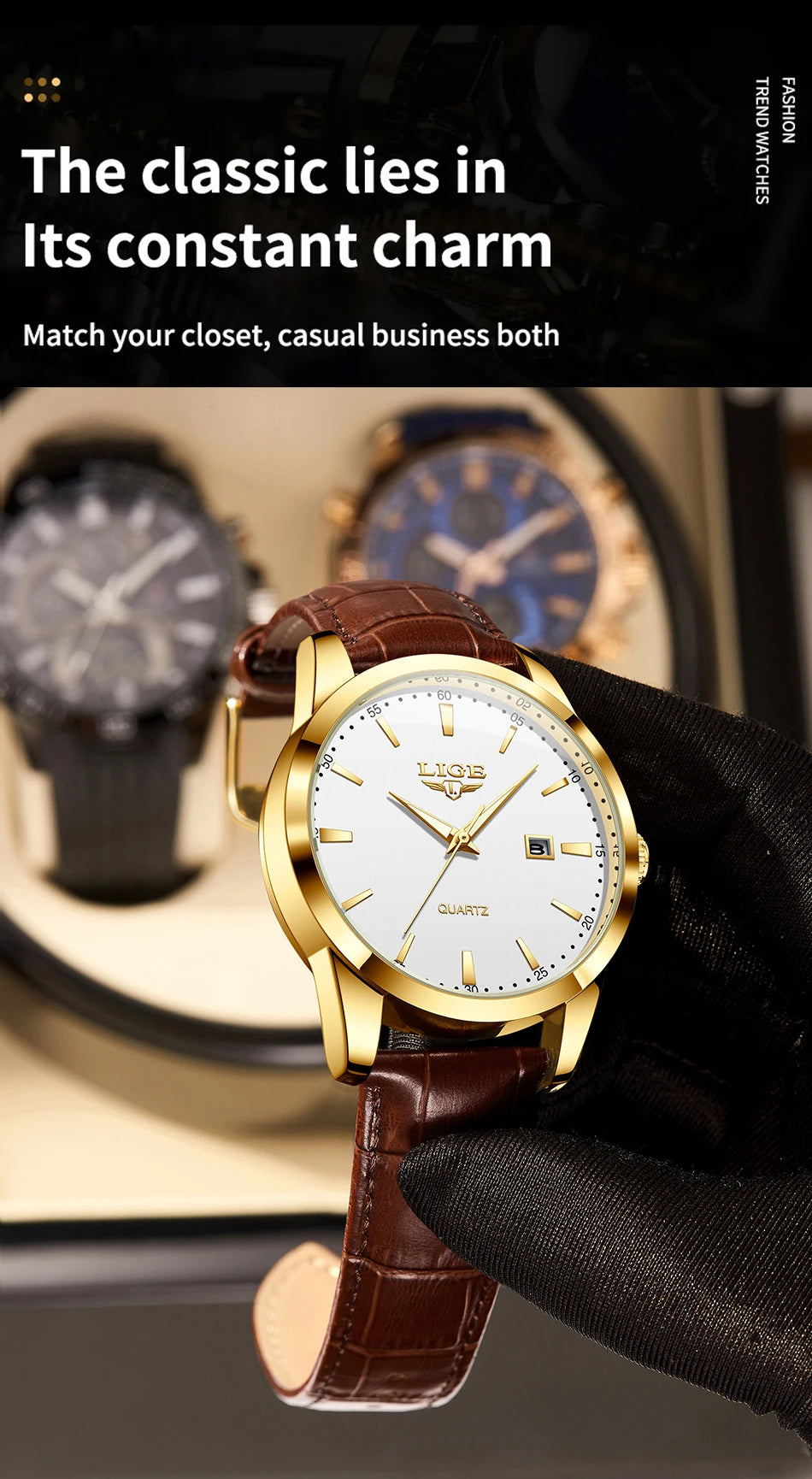 Montre Homme LIGE – Bracelet Cuir Marron – Chronographe Sport & Élégance🚚 Livraison rapide en 8 à 12 jours ouvrés depuis la France FelizShop