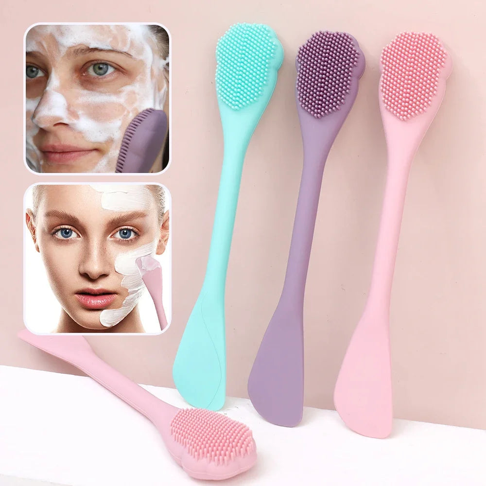 Soft Silicone Facial Cleansing Brush 2 in 1 Silicone Face Mask Brush & Face Scrubber For Exfoliating Massaging Remove Blackhead 🚚 Livraison rapide en 8 à 12 jours ouvrés depuis la France FelizShop