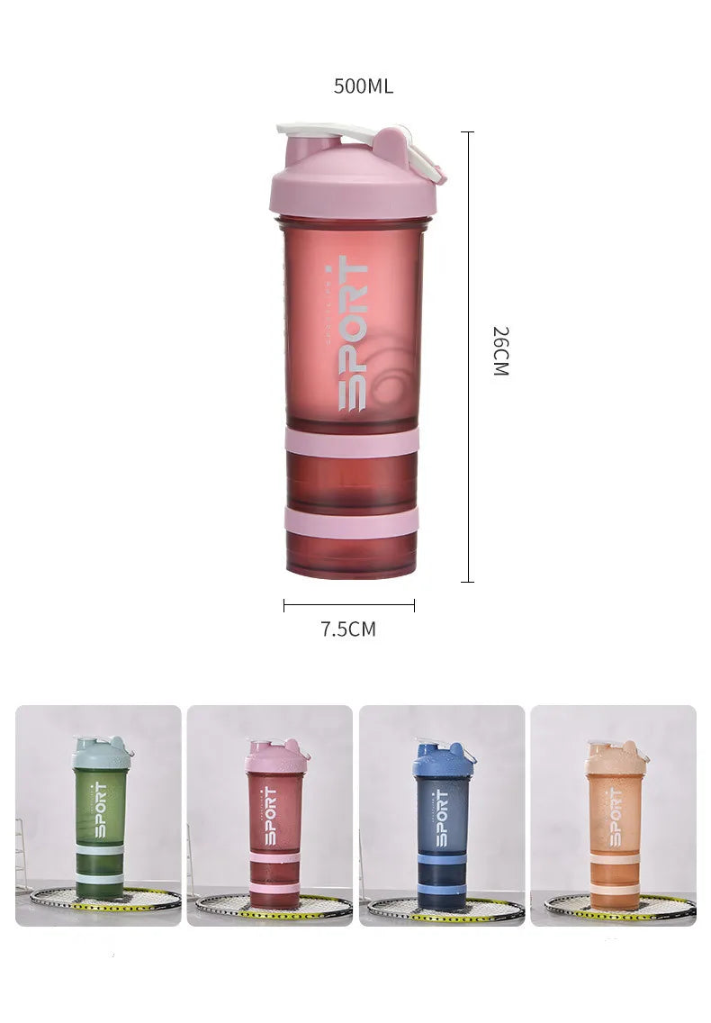 Gourde de sport 500 ml à 3 compartiments — Shaker à protéines, bouteille portable pour extérieur et voyage, anti-fuite, plastique sans BPA
🚚 Livraison rapide en 8 à 12 jours ouvrés depuis la France FelizShop