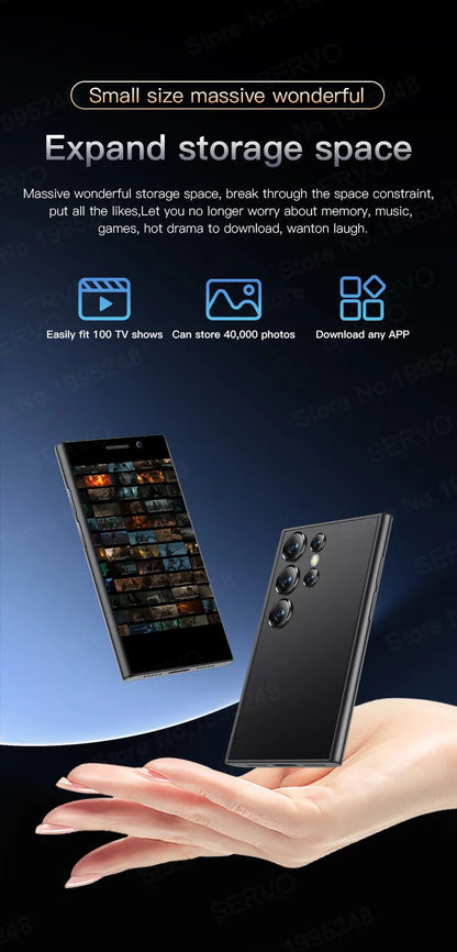 Smartphone mini original SERVO S24 – Téléphone portable 4G Android 10.0 avec reconnaissance faciale, GPS, écran 3", 2 Go RAM / 16 Go ROM, batterie 2000 mAh.🚚Livraison gratuite rapide et sécurisé FR FelizShop