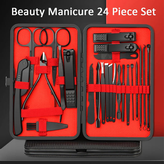 Set de manucure professionnel 7/10/12/18/20/24 pièces – Kit en acier inoxydable pour ongles des mains et des pieds – Avec étui en cuir portable 🚚 Livraison rapide en 8 à 12 jours ouvrés depuis la France FelizShop