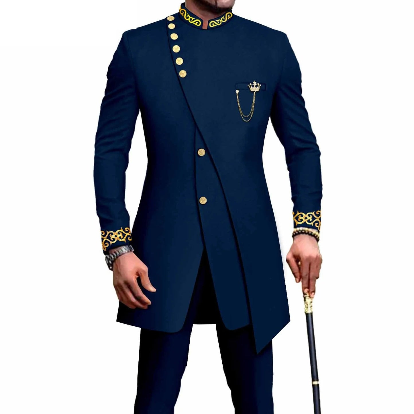 Costume Africain Homme – Blazer Brodé & Pantalon Slim FelizShop