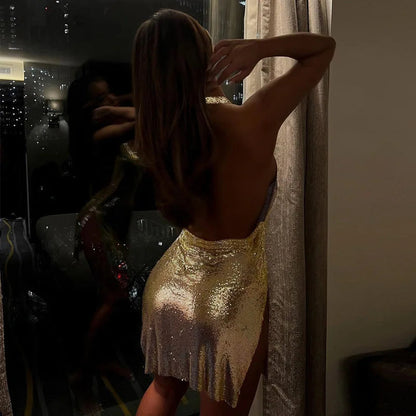 Robe courte élégante et sexy pour femme — Col noué, dos nu, décolleté orné de sequins — Robe de soirée, fête, danse
🚚 Livraison rapide en 8 à 12 jours ouvrés depuis la France FelizShop