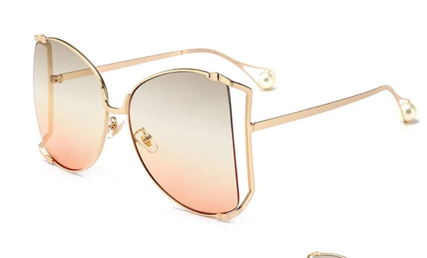 45476 Metal Square Gradient Sunglasses Men Women Pearl Decoration Brand Glasses Designer Fashion Male Female Shades 🚚 Livraison rapide en 8 à 12 jours ouvrés depuis la France FelizShop